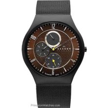 Skagen Brown Dial Black Titanium Mens Watch 806XLTBD