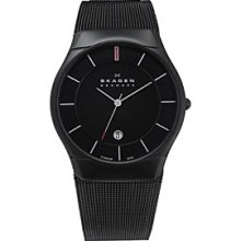 Skagen Denmark Men's Black Titanium Mesh Watch Men's