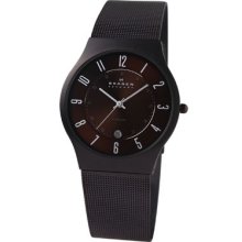 Skagen Men's Brown Titanium Analog Watch - Mesh Bracelet - Brown Dial - 233XLTMD
