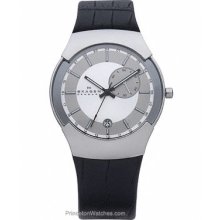 Skagen Mens Executive Black Label Dual Time Silver Dial 983XLSLBC