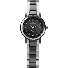 Skagen Womens Crystal Analog Stainless Watch - Two-tone Bracelet - Gray Dial - 457SMSX