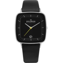 Skagen Womens Hiromichi Konno Analog Stainless Watch - Black Leather Strap - Black Dial - H04LSLB