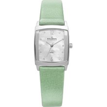 Skagen Women's Soft Blue Leather Strap Steel Case Watch