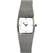 Skagen Women's Stainless Mesh Square Watch - Chrome Dial - 380XSSS1