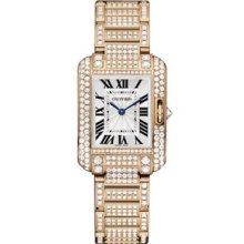 Small Cartier Tank Anglaise Pink Gold Pave Watch HP100558