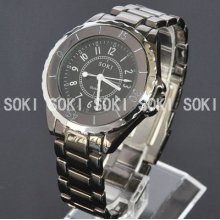 Soki Black Fashion Mens Analog Quartz Steel Wrist Gift Band Watch W087