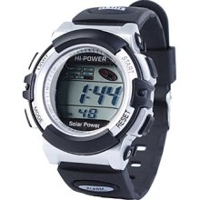 Solar Powered Waterproof EL Digital Stopwatch Sport Wristwatch