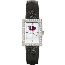 South Carolina Gamecocks Ladies Allure Watch Black Leather Strap LogoArt