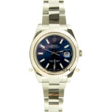 Stainless Steel 41mm Datejust II Model 116334 Blue Stick Dial