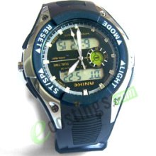 Stainless Steel Jewelry 2 in 1 Digital & Quartz Multifunction Wristwatch