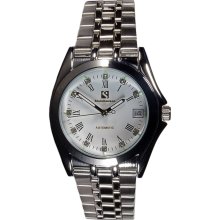 Steinhausen Men's Metal Automatic Date White Dial Watch (silver)