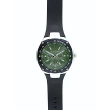 Structure by Surface Mens Black/Green 3-Eye Sub-Dial Rubber Strap Watch 32480