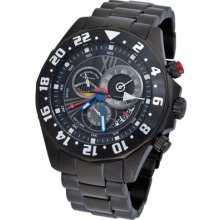 Stuhrling 287 33591 Nautico Swiss Chrono Gmt Alarm Blk Bezel Bracelet Men Watch