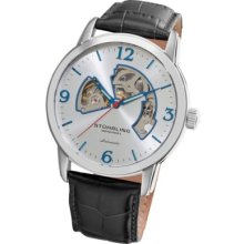 Stuhrling Original 1074 Mens Orpheus Auto Leather Strap Watch