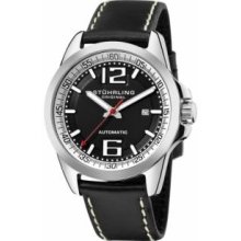 Stuhrling Original 175B.33151 Mens Automatic Stainless Steel Casewith Black Dial on Black Leather Strap