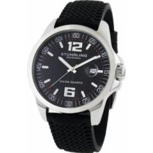 Stuhrling Original 219.331612 Mens Monterey Diver Watch Black Dial on Black Rubber Strap