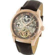 Stuhrling Original 263.3345K59 Mens Tempest Dual Time Zone on a Brown Leather Strapandamp;#44; Rosetone Case with Brown-Rosetone Dial