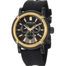 Stuhrling Xtreme 355 Men's Aevus Swiss Quartz Chrono Black/goldtone Rubber Watch