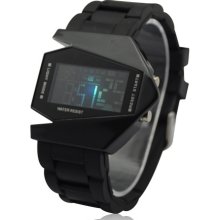 Stylish LED Digital Binary Wrist Watch with Black Silicone Band - Black - Silicone