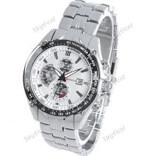 Stylish Quartz Wrist Watch with Alloy Band for Boy Men Male - White Dial