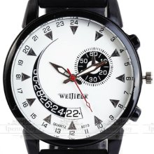 Stylish White Face Analog Quratz Unisex Boy Sport Wrist Watch Rubber Clock