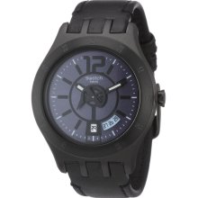 Swatch Men's Black Resin Case Leather Band Date Watch - YTB400