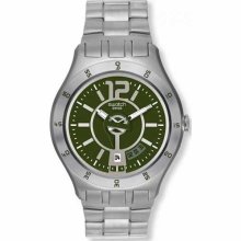 Swatch Men's Irony YTS407G Silver Stainless-Steel Quartz Watch with Green Dial