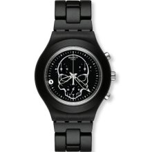 Swatch SVCF4001AG Aluminum Full-Blooded Black Skull Chrono Men's Watch