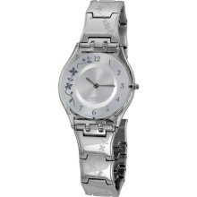 Swatch Women's Skin SFK300G Silver Stainless-Steel Quartz Watch with Silver Dial