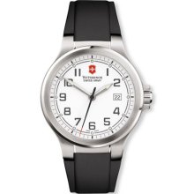 Swiss Army Large White Dial with Black Synthetic Strap Watch
