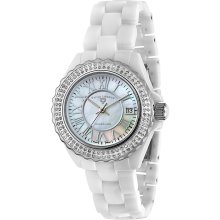 Swiss Legend 20051-WWWSR White w/ SS Diamond Bezel Karamica Ceramic Watch Women