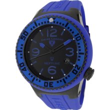 Swiss Legend Men's Neptune Black Dial Black Ip Case Blue Silicone