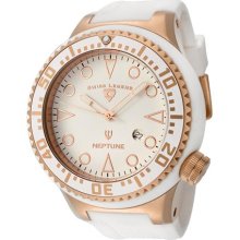 SWISS LEGEND Men's Neptune White Dial Rose Gold Tone Case White Rubber