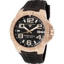 Swiss Legend Men's Super Shield Black Dial Rose Gold Tone Ip Ss Case B