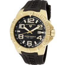 Swiss Legend Men's Super Shield Black Dial Gold Tone Ip Ss Case Black