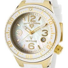 Swiss Legend Watch 11044p-yg-02mop Neptune (44 Mm) White Mop Dial White Silicone