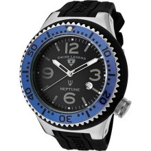 SWISS LEGEND Watches Men's Neptune Black Dial Blue Bezel Black Silicon