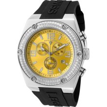 SWISS LEGEND Watches Men's Throttle Chronograph Yellow Dial Black Sili