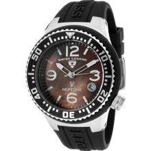 SWISS LEGEND Watches Neptune (44 mm) Black MOP Dial Black Silicone Bl