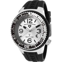 SWISS LEGEND Watches Neptune (44 mm) Silver Dial Black Silicone Black