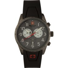 Swiss Military Calibre Red Star Men's Quartz Watch With Grey Dial Analogue Display And Black Rubber Strap 06-4R4-15-009