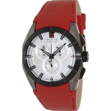 Swiss Military Hanowa Men's Tell 06-4191-30-001 Red Leather Swiss Quartz Watch with Silver Dial