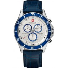 Swiss Military Men's Flagship White Dial Blue Leather Chronograph 6-4183.04.001.03 Watch
