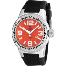 Swiss Precimax Men's Titan SP12025 Black Silicone Swiss Quartz Watch with Red Dial