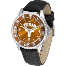 Texas Longhorns Competitor AnoChrome Men's Watch with Nylon/Leather Band and Colored Bezel