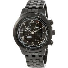 Timex Intelligent World Time Black Dial Black Ion-plated Mens Watch T2n614