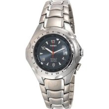 Timex Mens Classics Alarm Black Indiglo Dial Stainless Steel Bracelet Watch