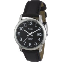 Timex Men's Easy Reader T2N370 Black Calf Skin Analog Quartz Watch with Black Dial