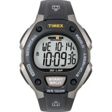 Timex Silver Steel T5E9019J Men'S T5E901 Ironman Traditional 30-Lap Gray Black Resin Strap Watch