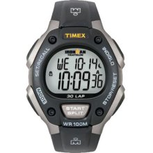 Timex T5e901 Ironman Triathlon Mid-size Black & Grey 30 Lap Memory Sports Watch